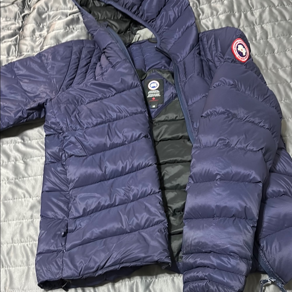 Canada Goose Blue Puffer Jacket Quilted Design